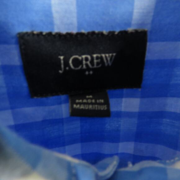 J. Crew Men's Blue & White Plaid Button Up Shirt Medium Classic Preppy Medium - Picture 3 of 5